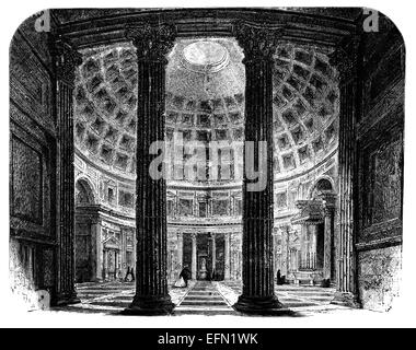 19. Jahrhundert Gravur des Innenraums des Pantheon, Rom, Italien Stockfoto