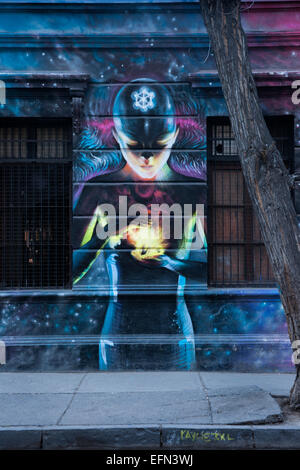 Streetart im böhmischen Viertel Barrio Bellavista, Santiago, Chile, Südamerika Stockfoto