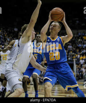 Berkeley CA. 7. Februar 2015. UCLA G # 20 Bryce Alford fahren auf den Reifen während der NCAA Männer Basketball-Spiel zwischen den UCLA Bruins und California Golden Bears 62-64 in Hass Pavillon Berkeley Kalifornien Credit verloren: Csm/Alamy Live-Nachrichten Stockfoto