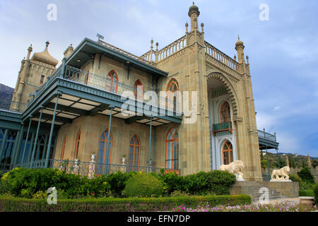 Woronzow-Palast (1848, Architekt Edward Blore), Alupka, Krim, Ukraine Stockfoto