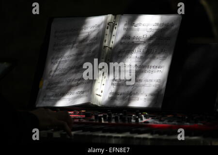 Noten im gefleckten Licht Stockfoto