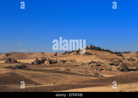 Blick auf Hochland in der Nähe von Dilbe, Amhara Region, Äthiopien Stockfoto