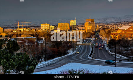 Sonnenuntergang auf der schönen Stadt von Boise, Idaho Stockfoto