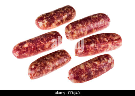 italienischer Rohwurst hergestellt von Wildschwein Schwein Fett, Wurst Fleisch essen feine dünne Fett Fett niedrig cholesterinarm Spezialität Metzger sp Stockfoto