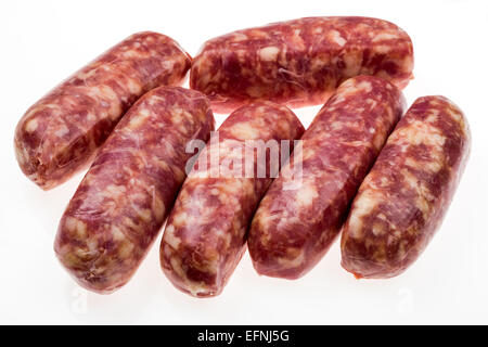 italienischer Rohwurst hergestellt von Wildschwein Schwein Fett, Wurst Fleisch essen feine dünne Fett Fett niedrig cholesterinarm Spezialität Metzger sp Stockfoto