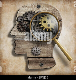 Gehirn-Getriebe und Zahnräder. Psychische Krankheit, Psychologie, Erfindung und Idee Konzept. Stockfoto