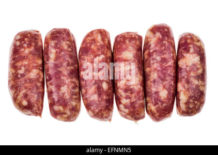 italienischer Rohwurst hergestellt von Wildschwein Schwein Fett, Wurst Fleisch essen feine dünne Fett Fett niedrig cholesterinarm Spezialität Metzger sp Stockfoto