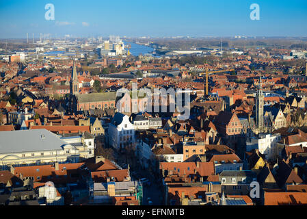 Brugge-Panorama von Belfort Tower, Belgien Stockfoto