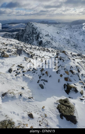 Cadir Idris im Winter im Schnee Stockfoto