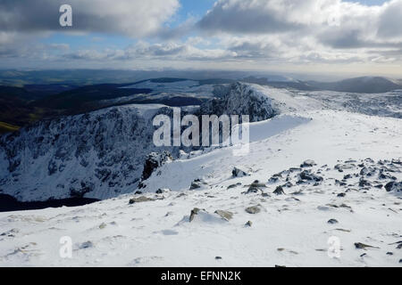 Cadir Idris im Winter im Schnee Stockfoto