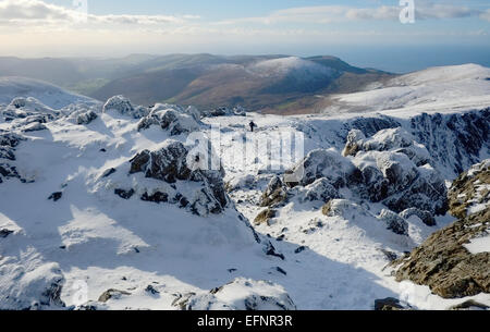 Cadir Idris im Winter im Schnee Stockfoto