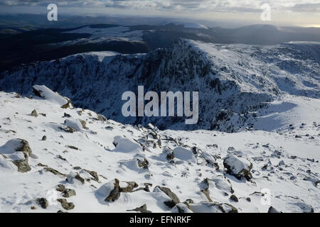 Cadir Idris im Winter im Schnee Stockfoto