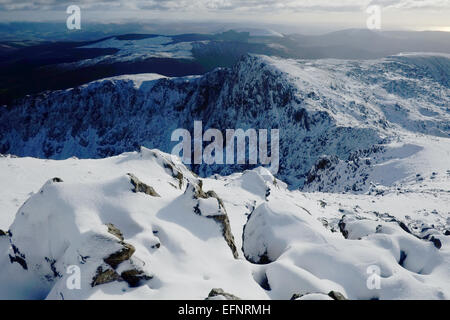 Cadir Idris im Winter im Schnee Stockfoto