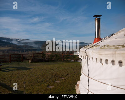 Mongolische Jurte, Zelt, Llangollen, Wales, Vereinigtes Königreich Stockfoto