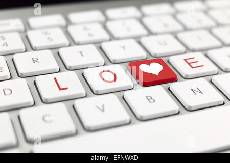 Tastatur mit schriftlichen Liebe Stockfoto