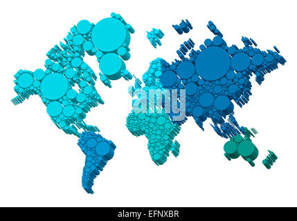 3D Weltkarte mit Punkten, Vektor-Hintergrund Stockfoto