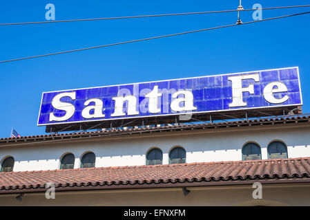 Santa Fe Depot Zug Bahnhof Sign. San Diego, California, Vereinigte Staaten von Amerika. Stockfoto