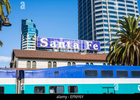 Santa Fe Depot Zug Bahnhof Sign. San Diego, California, Vereinigte Staaten von Amerika. Stockfoto