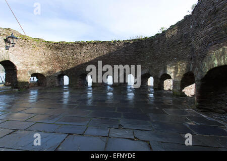 Stadt Dartmouth, England. Innenansicht des Dartmouth Bayard Cove Fort. Stockfoto