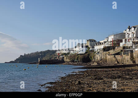 Waterfront Häuser in Fowey, Cornwall, UK Stockfoto