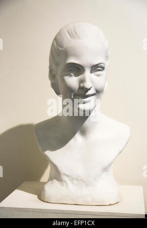 Weiß Büste von Evita Peron, eine Ausstellung über die Anzeige in der Evita Museum, Maria Eva Duarte de Perón Social Aid Foundation, Buenos Aires, Argentinien Stockfoto