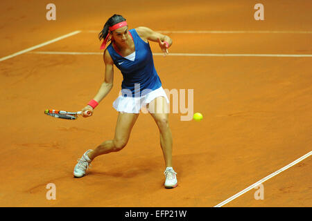 Genf, Schweiz. 8. Februar 2015. Fed-Cup-Tennis-Turnier. Frankreich gegen Italien. Caroline Garcia (FRA) Credit: Aktion Plus Sport/Alamy Live-Nachrichten Stockfoto