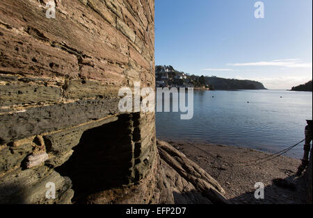 Stadt Dartmouth, England. Dartmouth Bayard Cove Fort, mit dem Fluss Dart und Kingswear im Hintergrund. Stockfoto