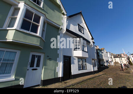 Stadt Dartmouth, England. Malerische morgendliche Aussicht von Dartmouth des historischen Bayard Cove. Stockfoto