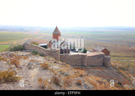 Ararat-Tal, Kirche der Heiligen Muttergottes (St. Astvatzatzin), Khor Virap, Provinz Ararat, Armenien Stockfoto