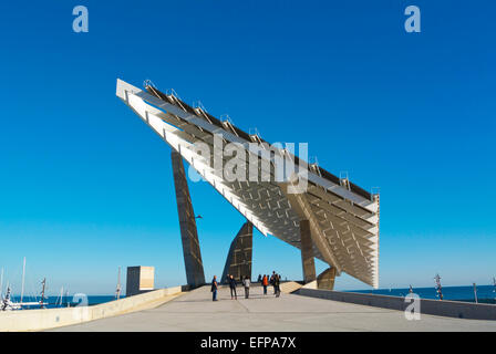 Placa Fotovoltaica, internationalen Segelzentrum, Parc De La Forum, Forum 2004, Bezirk Sant Marti, Barcelona, Spanien Stockfoto