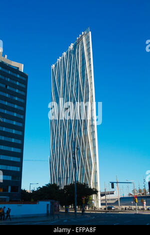 Torre Diagonal Zero Zero, Forum Gebäudefläche, Diagonal Mar, Sant Marti Bezirk, Barcelona, Spanien Stockfoto