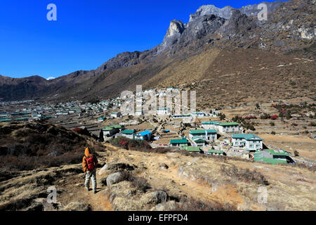 Bild von Khumjung Dorf am Everest base camp Trek, Solukhumbu Bezirk, Khumbu-Region, Ost-Nepal, Asien. Stockfoto