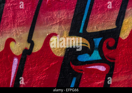 Lebendige Sprühdose Kunst auf eine Betonmauer. Stockfoto