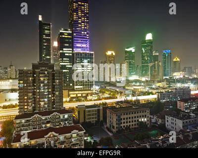 Jing ein Bezirk in der Nacht, Shanghai, China Stockfoto