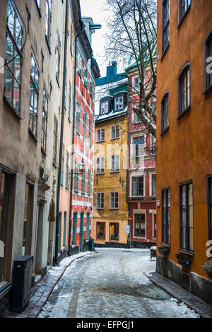 Kleine Gassen in der Altstadt Gamla Stan in Stockholm, Schweden Stockfoto