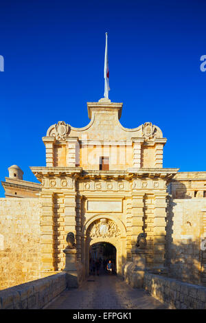 City Gate, Mdina, Malta, Mittelmeer, Europa Stockfoto