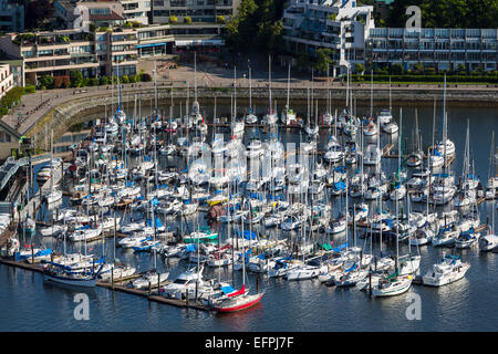 Luftbild, Marina, False Creek, Vancouver, Britisch-Kolumbien, Kanada, Nordamerika Stockfoto