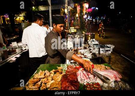 Garküche im Pub Street, Siem Reap, Kambodscha. Stockfoto