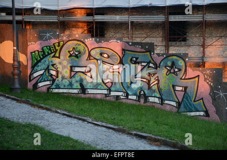 Graffiti in Lucca, Toskana Italien Stockfoto