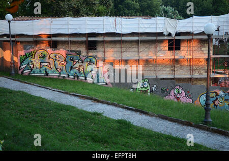 Graffiti in Lucca, Toskana Italien Stockfoto