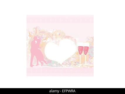 Karte mit Silhouette der romantischen Paar küssen Stock Vektor