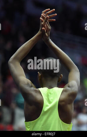 Gewinner Mutaz Essa Barshim von Katar abgebildet während der Tour Mähren Hochsprung Männer, in Trinec, Tschechische Republik, 8. Februar 2015. (Foto/Jaroslav Ozana CTK) Stockfoto