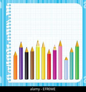 Zurück zur Schule Hintergrund mit zerrissenes Papier und Bleistifte, Vektor-illustration Stock Vektor