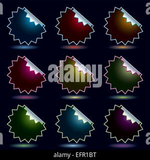 bunte Dunkel glänzende Aufkleber mit Schatten, Vektor-illustration Stock Vektor