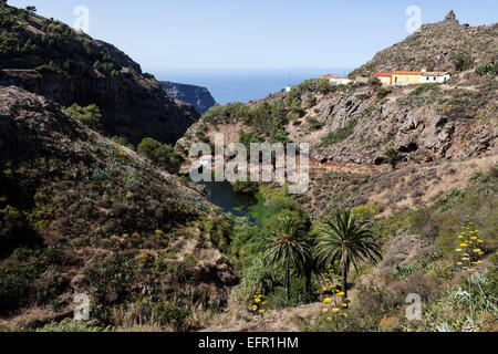 Blick auf das Meer von Arure, La Gomera, Kanarische Inseln, Spanien Stockfoto