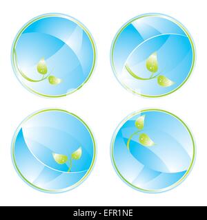 Grüne Konzept glänzend Icon-Set, Vektor-illustration Stock Vektor