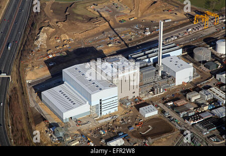 Luftaufnahme des Werkes Ferrybridge Multifuel 1 Energie bei Ferrybridge C Power Station, UK Stockfoto