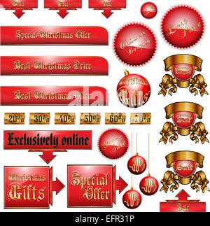 Vektor-Set von Weihnachten ermäßigte Eintrittskarten, Etiketten, Aufkleber, Ecken, tags Stock Vektor