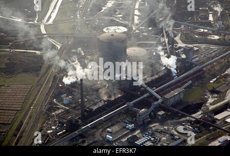 Luftaufnahme des Werkes British Steel Tata Steel Factory in Scunthorpe, Vereinigtes Königreich Stockfoto