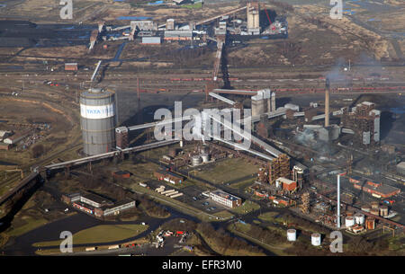 Luftaufnahme der Stahlwerke von British Steel in Scunthorpe Stockfoto